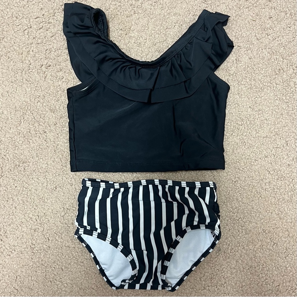 Ruffle Butts B&W Striped Tankini 3T